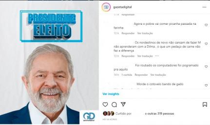 APÓS VITÓRIA DE LULA: Em post do #GD, internautas cometem crime de xenofobia contra nordestinos; veja