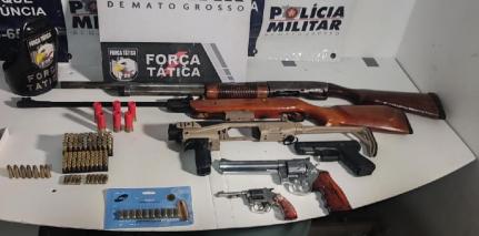 PM prende homem com 5 armas de fogo e 180 munições no Santa Rosa, em Cuiabá