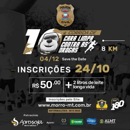 PRÁTICA ESPORTIVA: Polícia Civil abre inscrições para 10ª Corrida De Cara Limpa contra as Drogas