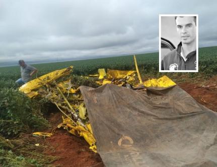 39 ANOS: Piloto morre em queda de avião agrícola em lavoura de soja em MT