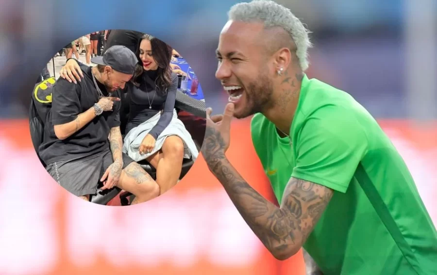 Repleto de batom, Neymar ‘conversa’ com barriga de gravidez da namorada, Bruna Biancardi. Veja!