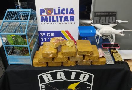 EM SINOP: PM atende ocorrência de maus-tratos a papagaio e encontra 15 quilos de cocaína