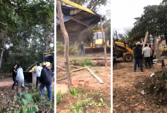 MT: Empresa de Paccola derruba barracos em grilo na região do Contorno Leste em Cuiabá