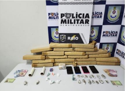 Quadrilha é detida com 20 tabletes de maconha em ponto de tráfico de Cuiabá