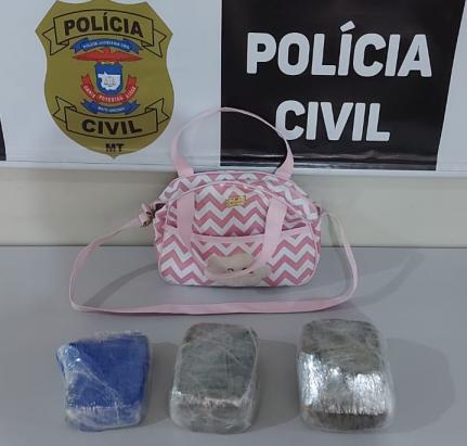 CÁCERES: Polícia Civil apreende bolsa infantil carregada com pasta base de cocaína