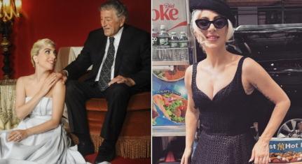 POSOU EM FRENTE A UM CARRINHO DE COMIDA:  Lady Gaga homenageia Tony Bennett, que completaria 97 anos hoje; ‘Um dia para sorrir’