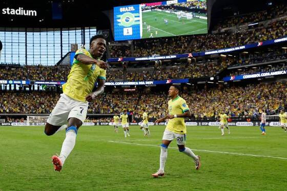 COPA DO BRASIL:   Vinicius Júnior faz dois, Brasil vence o Paraguai e fica perto das quartas na Copa América